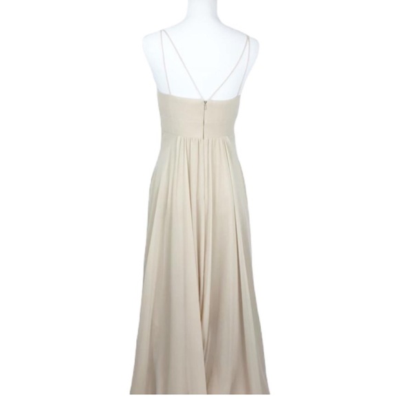 Long Spaghetti Strap Chiffon Dress w Beaded Empire - Picture 4 of 12